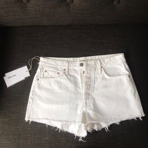 GRLFRND white denim shorts